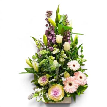 Make Their Day large mixed box with lilies, pink gerberas, ornamental cabbage and stock