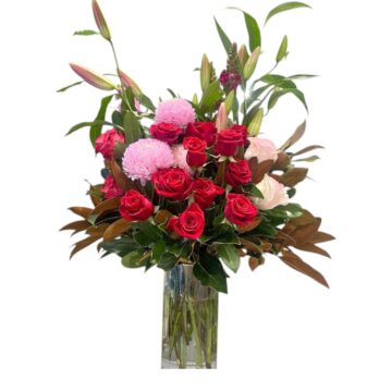 Forever Yours – Roses & Lilies in a Vase